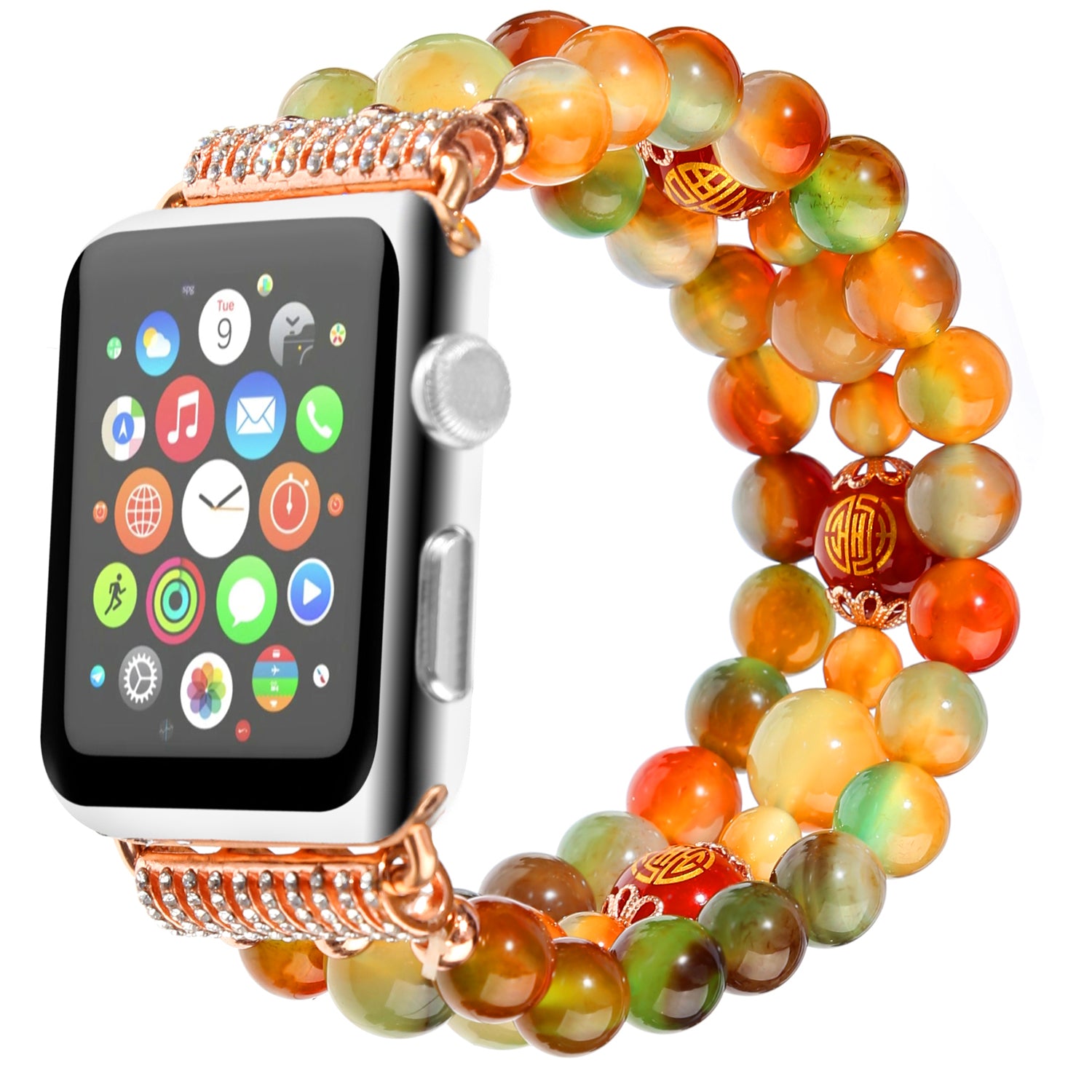 Stylish Three Rows Agate Beads + Metal Bracelet Wrist Strap Smart Watch Band for Apple Watch Ultra 2 49mm Series 9 45mm SE (2023) 44mm Ultra 49mm Series 8 45mm 7 45mm Series 6 5 4 SE 44mm SE (2022) 44mm Series 3 2 1 42mm Stylish Three Rows Agate Beads + Metal Bracelet Wrist Strap Smart Watch Band for Apple Watch Ultra 2 49mm Series 9 45mm SE (2023) 44mm Ultra 49mm Series 8 45mm 7 45mm Series 6 5 4 SE 44mm SE (2022) 44mm Series 3 2 1 42mm